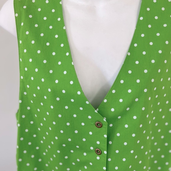 Jones New York Sport Vintage Green Polka Dot Cotton Vest - Picture 4 of 8